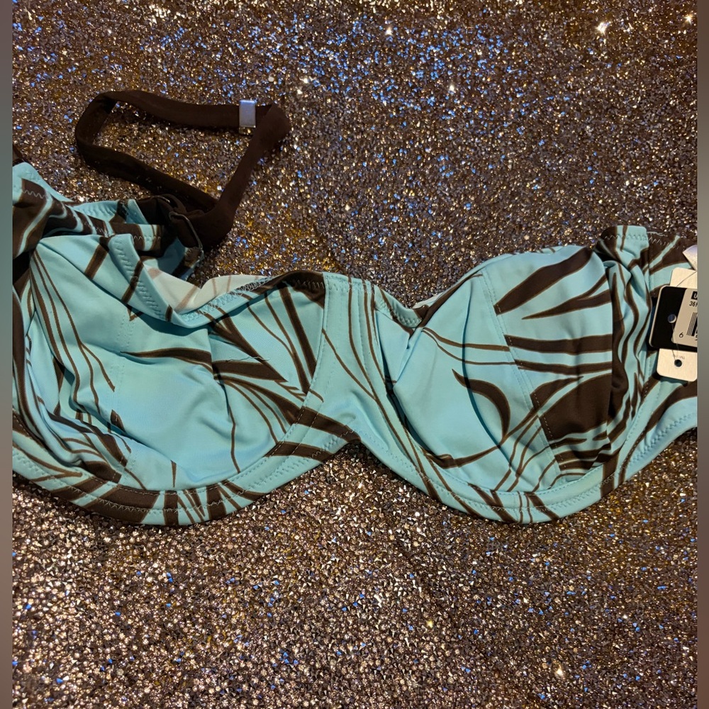 Fantasie Blue and Brown Bikini Top